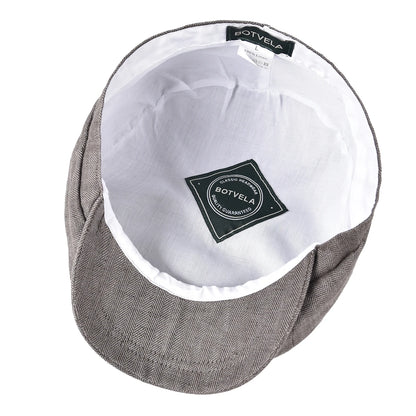 Herringbone Light Gry Linen Bakerboy Caps Newsboy Cap Men Women Lightweight Breathable Flat Hat Beret Hats | TINMICO - TINMICO