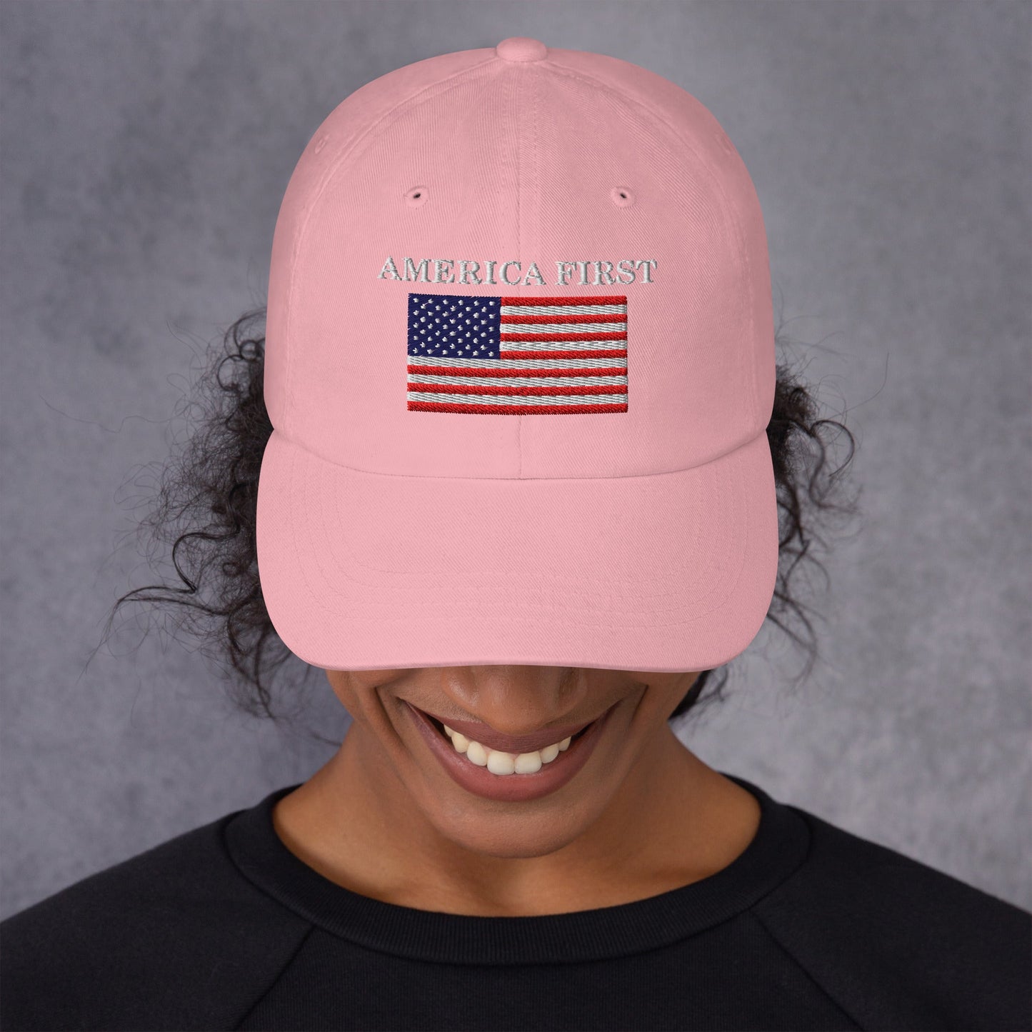America First Hat (Embroidered Cotton Dad Cap) USA Patriot Dad Hat TINMICO - TINMICO