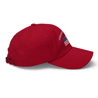 America First Hat (Embroidered Cotton Dad Cap) USA Patriot, July 4th Pride, Made in USA - TINMICO