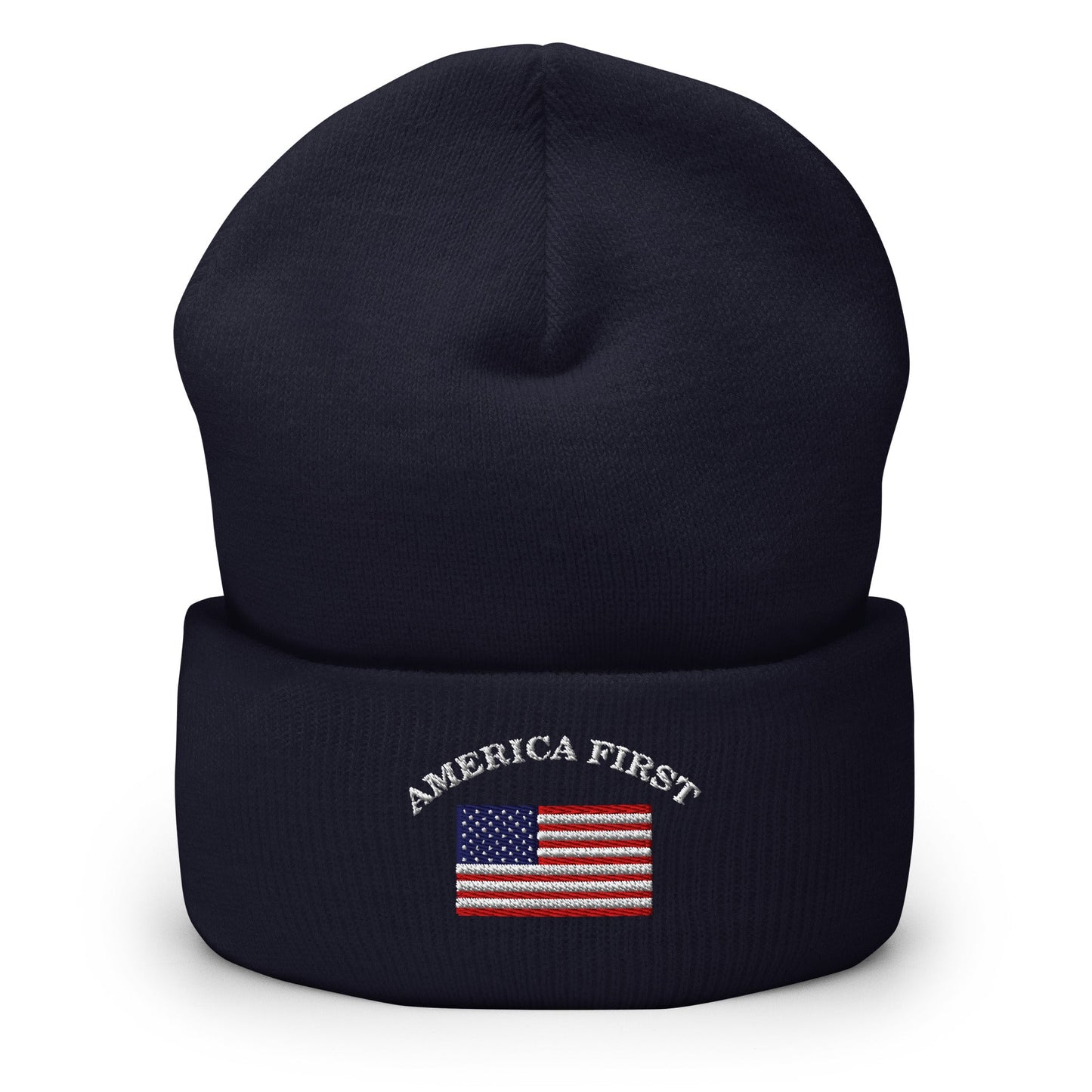 America First Hat (Embroidered Cuffed Beanie) USA Patriot, July 4th Pride Cuffed Beanie - TINMICO