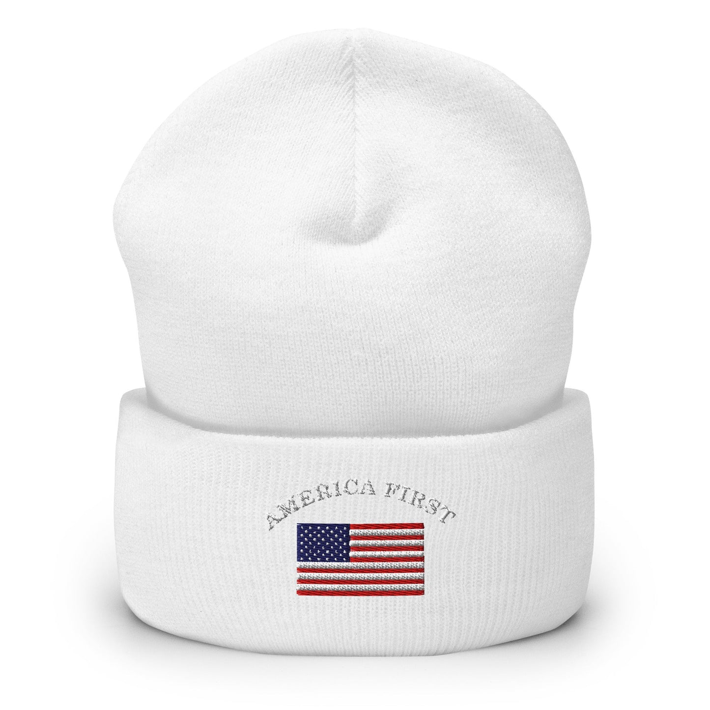 America First Hat (Embroidered Cuffed Beanie) USA Patriot, July 4th Pride Cuffed Beanie - TINMICO