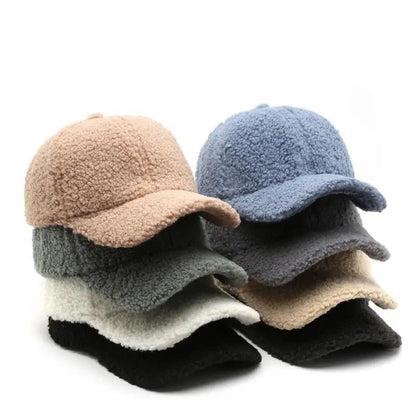 Autumn Winter Baseball Cap Women Artificial Lamb Wool Hats Keep Warm Cap Plush Baseball Caps Spring Baseball Cap | TINMICO - TINMICO