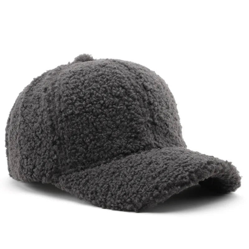 Autumn Winter Baseball Cap Women Artificial Lamb Wool Hats Keep Warm Cap Plush Baseball Caps Spring Baseball Cap | TINMICO - TINMICO