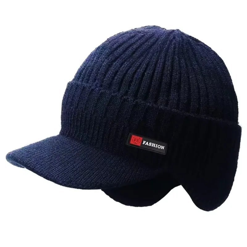 Baseball Cap Male,New Winter Men Hat Outdoor Ear Protection Warm Thick Bicycle Knitted Cap Scarf Windproof Visors | TINMICO - TINMICO