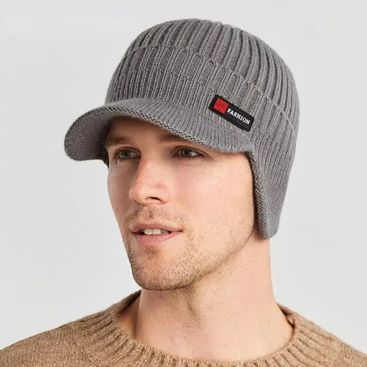Baseball Cap Male,New Winter Men Hat Outdoor Ear Protection Warm Thick Bicycle Knitted Cap Scarf Windproof Visors | TINMICO - TINMICO