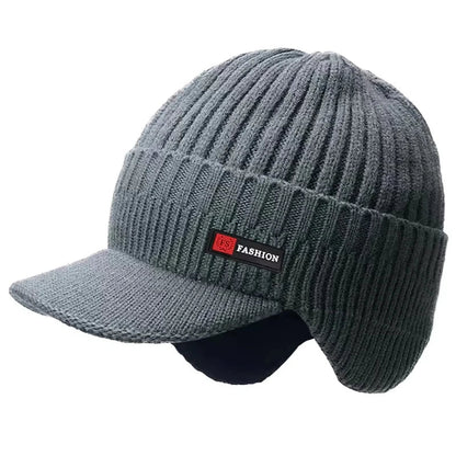 Baseball Cap Male,New Winter Men Hat Outdoor Ear Protection Warm Thick Bicycle Knitted Cap Scarf Windproof Visors | TINMICO - TINMICO