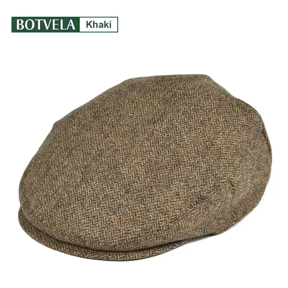 Big Size 100% Wool Ivy Cap Men Flat Caps Tweed Scally Hat - cutter Newsboy Cap Driving Hats |TINMICO - TINMICO