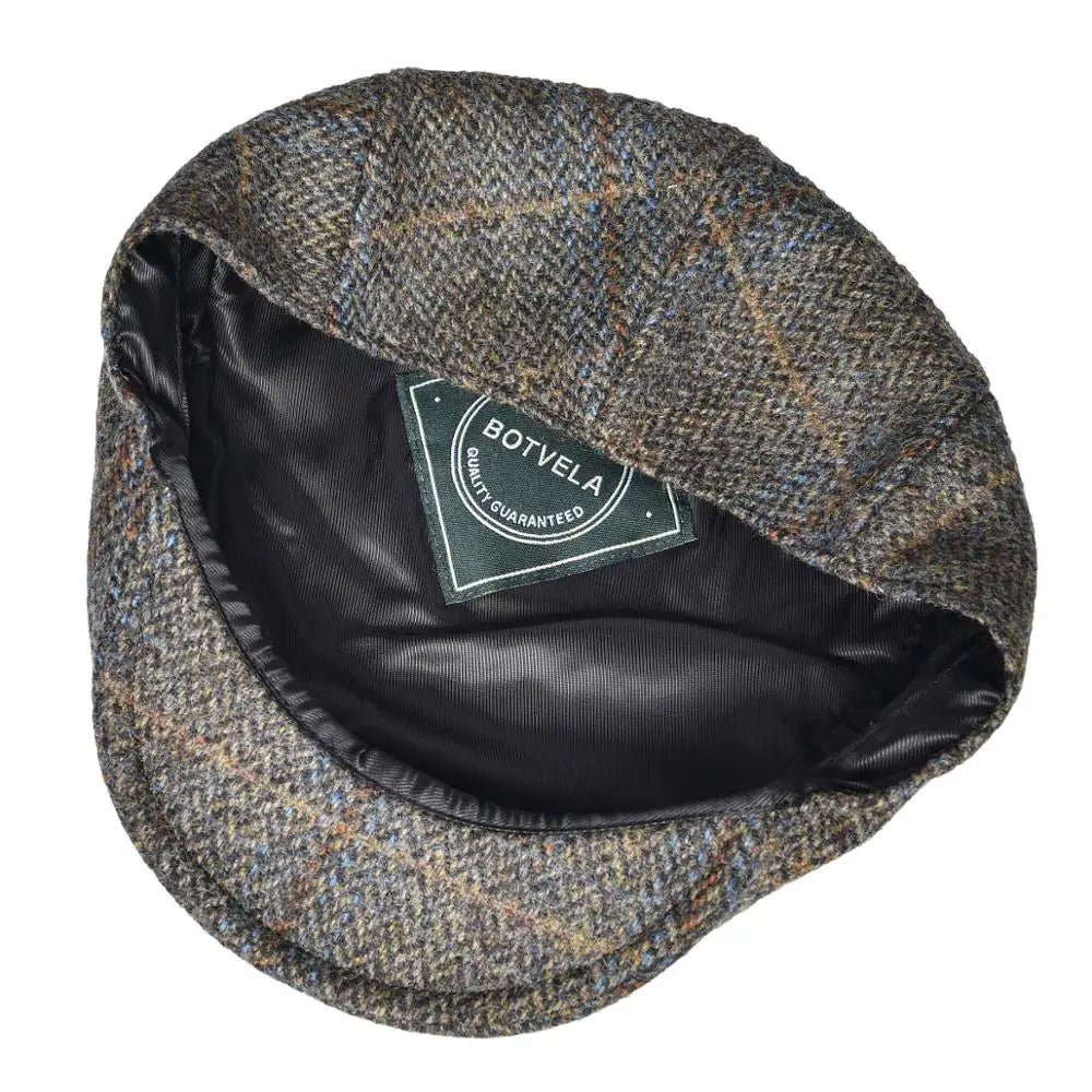 Big Size 100% Wool Ivy Cap Men Flat Caps Tweed Scally Hat - cutter Newsboy Cap Driving Hats |TINMICO - TINMICO