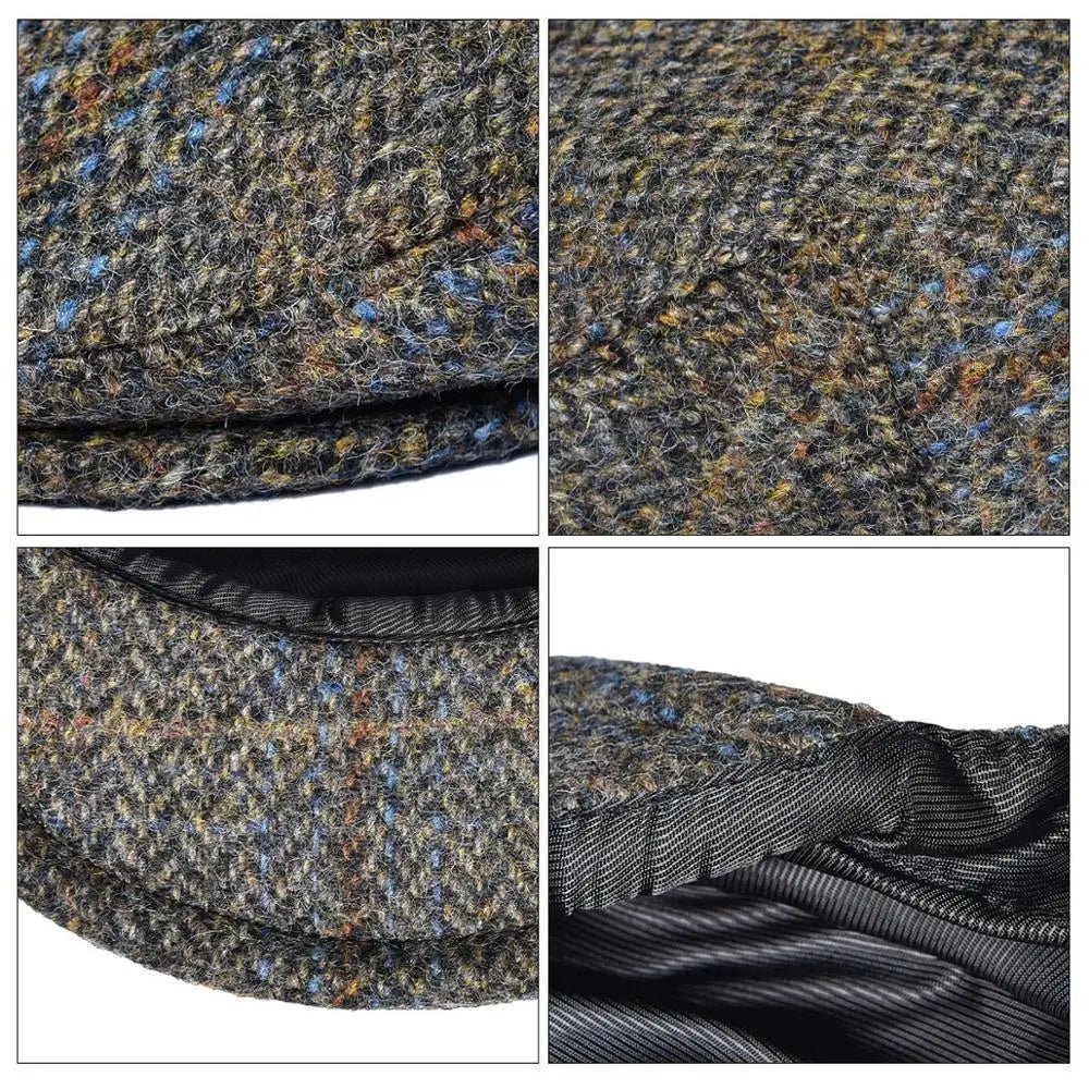 Big Size 100% Wool Ivy Cap Men Flat Caps Tweed Scally Hat - cutter Newsboy Cap Driving Hats |TINMICO - TINMICO