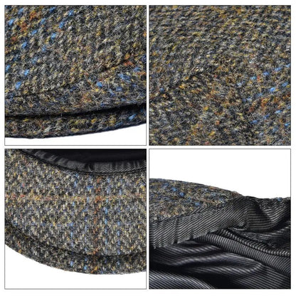 Big Size 100% Wool Ivy Cap Men Flat Caps Tweed Scally Hat - cutter Newsboy Cap Driving Hats |TINMICO - TINMICO