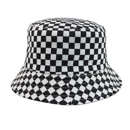 Black and white Checkered Chessboard Checkered Hat Female and Male Hip-Hop Street Dance Graffiti Skateboard Hat | TINMICO - TINMICO
