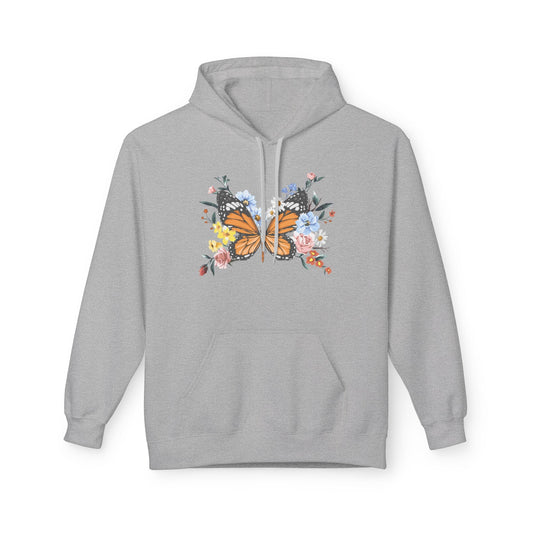 Butterfly Floral Hoodie, Cozy Unisex Fleece Sweatshirt, Perfect for Nature Lovers, Gift for Women and Men, Spring Fashion - TINMICO