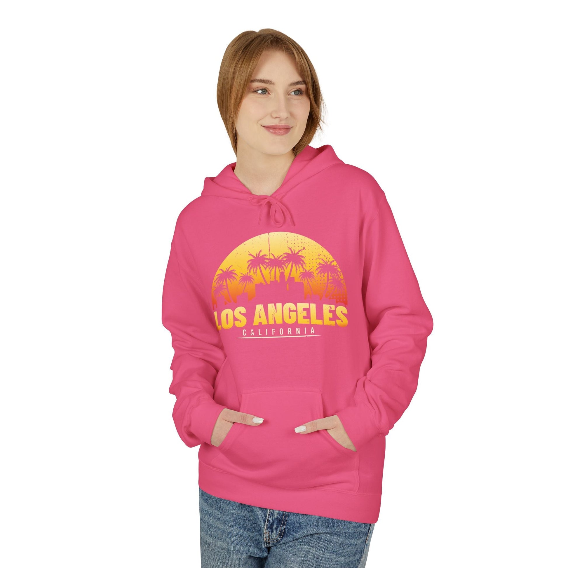 California Sunset Hoodie, Los Angeles Fleece Sweatshirt, Beach Vibes Fashion, Travel Gift, Summer Casual Wear - TINMICO