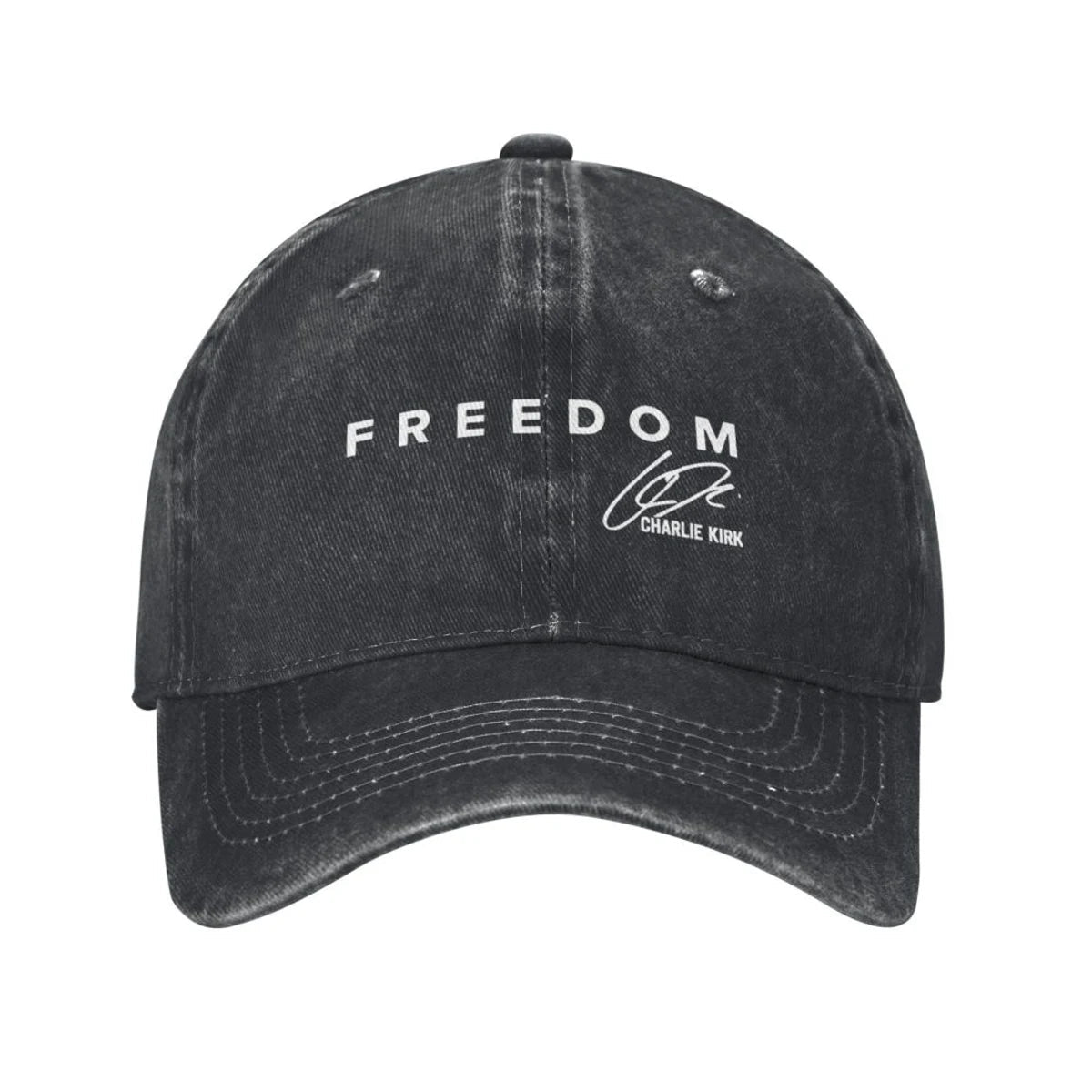 Charlie Kirk Freedom RIP Baseball Cap is a distressed denim washed sun cap, Hat Freedom | TMC - TINMICO