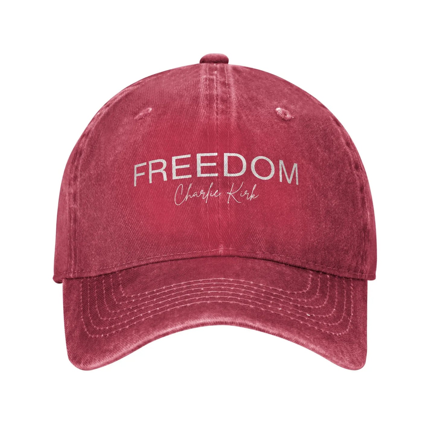 Charlie Kirk Freedom RIP Baseball Cap is a distressed denim washed sun cap, Hat Freedom | TMC - TINMICO