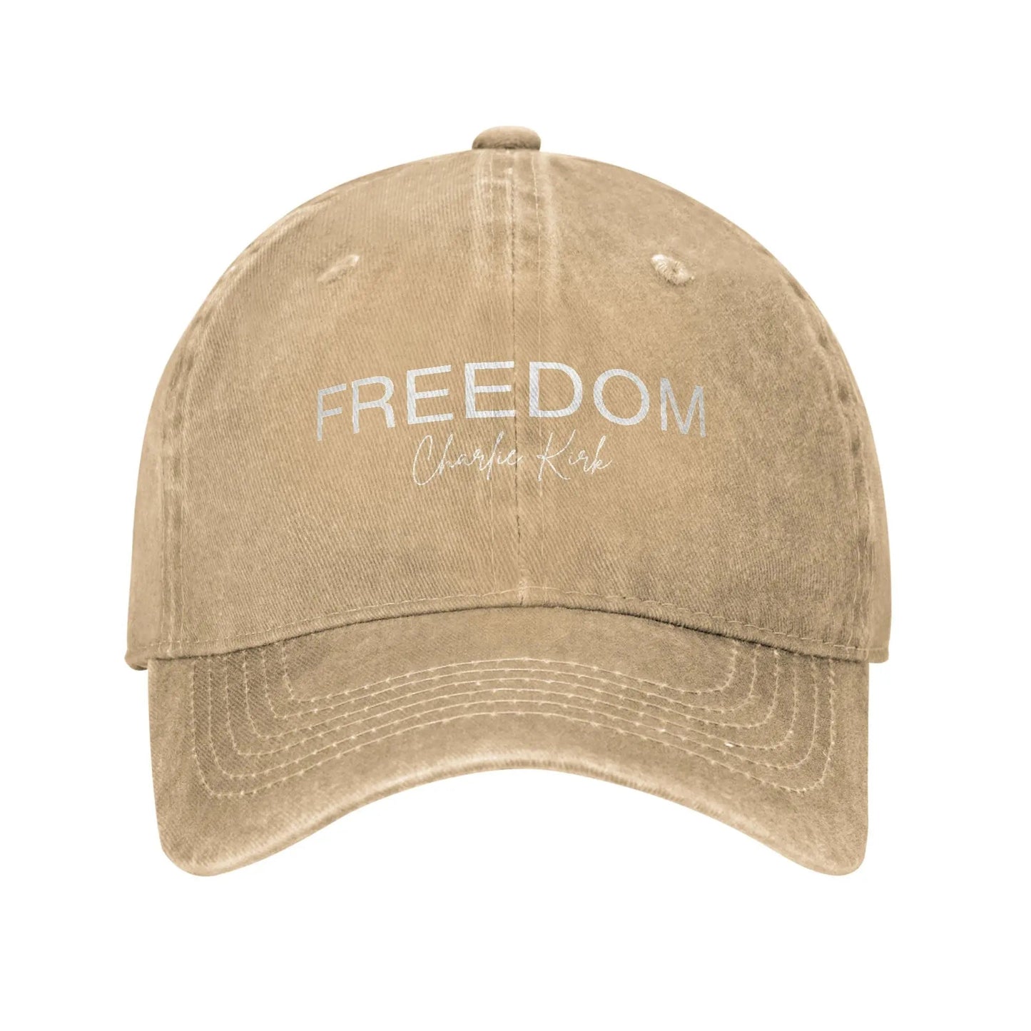 Charlie Kirk Freedom RIP Baseball Cap is a distressed denim washed sun cap, Hat Freedom | TMC - TINMICO