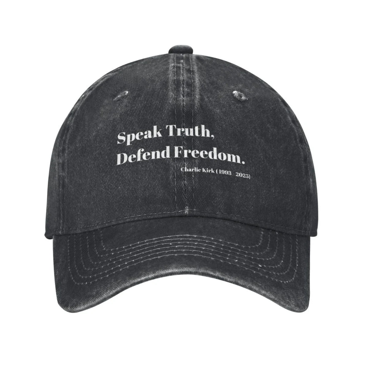 Charlie Kirk Freedom RIP Baseball Cap is a distressed denim washed sun cap, Hat Freedom | TMC - TINMICO