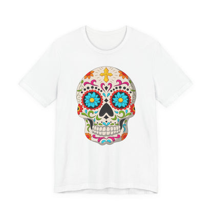 Colorful Sugar Skull Tee - Day of the Dead Shirt, Unisex Casual Wear, Festival Outfit, Gift for Halloween and Celebrations - TINMICO