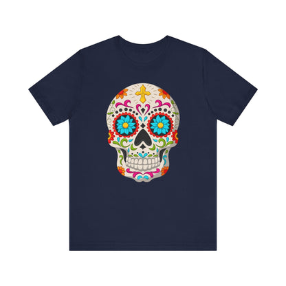 Colorful Sugar Skull Tee - Day of the Dead Shirt, Unisex Casual Wear, Festival Outfit, Gift for Halloween and Celebrations - TINMICO