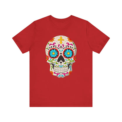 Colorful Sugar Skull Tee - Day of the Dead Shirt, Unisex Casual Wear, Festival Outfit, Gift for Halloween and Celebrations - TINMICO
