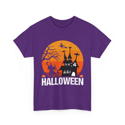 Halloween Unisex Heavy Cotton Tee, Spooky Shirt, Fall Apparel, Holiday Gift, Haunted House T-Shirt, Halloween Costume Top - TINMICO