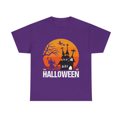 Halloween Unisex Heavy Cotton Tee, Spooky Shirt, Fall Apparel, Holiday Gift, Haunted House T-Shirt, Halloween Costume Top - TINMICO