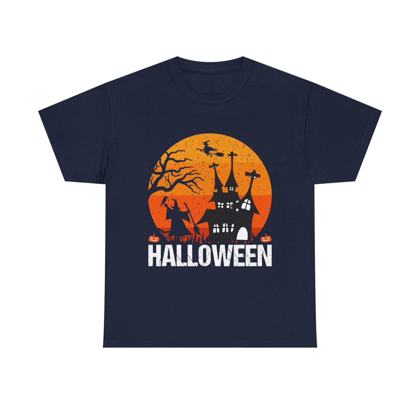Halloween Unisex Heavy Cotton Tee, Spooky Shirt, Fall Apparel, Holiday Gift, Haunted House T-Shirt, Halloween Costume Top - TINMICO