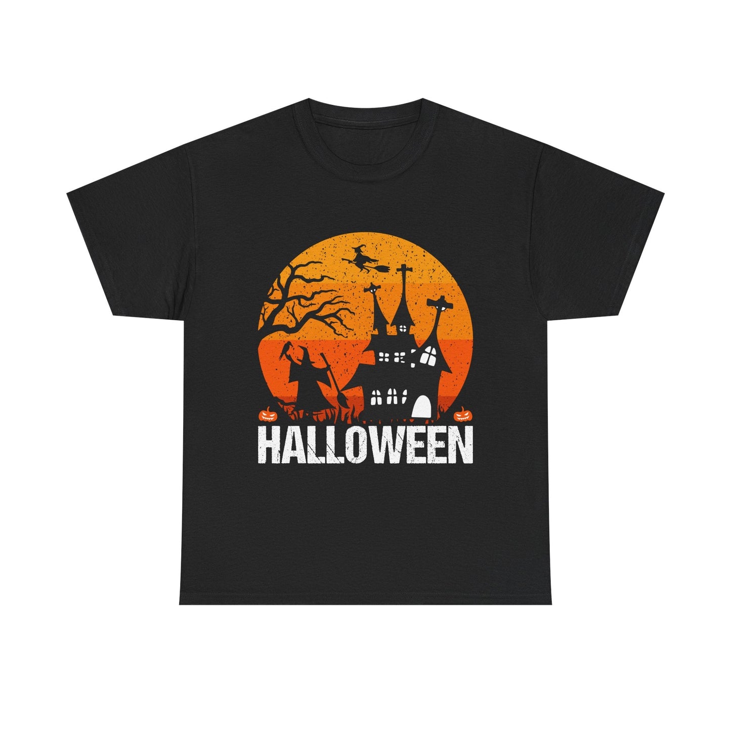 Halloween Unisex Heavy Cotton Tee, Spooky Shirt, Fall Apparel, Holiday Gift, Haunted House T-Shirt, Halloween Costume Top - TINMICO