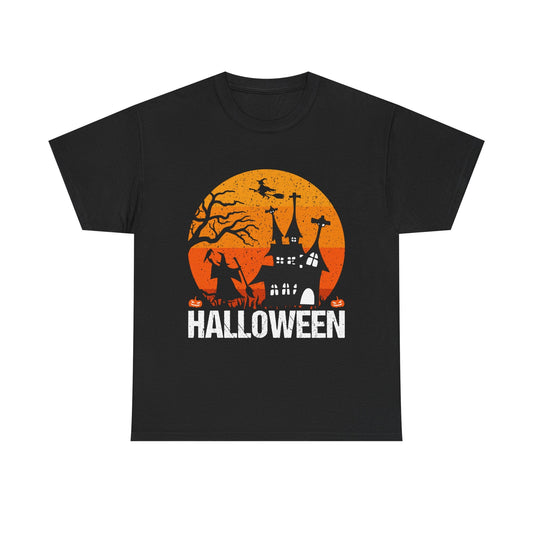 Halloween Unisex Heavy Cotton Tee, Spooky Shirt, Fall Apparel, Holiday Gift, Haunted House T-Shirt, Halloween Costume Top - TINMICO