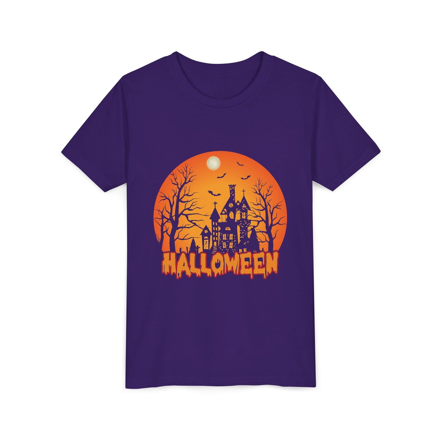 Halloween Youth Short Sleeve Tee, Halloween T-Shirt, Kids Spooky Shirt, Trick or Treat Top, Scary Costume Tee, Fall Celebration Apparel - TINMICO