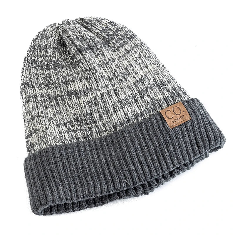 Hat Unisex Two-Tone Winter Hats , Fashion Warm Beanie Cap Casual Winter Knitted | TINMICO - TINMICO