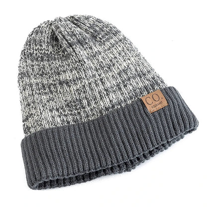 Hat Unisex Two-Tone Winter Hats , Fashion Warm Beanie Cap Casual Winter Knitted | TINMICO - TINMICO