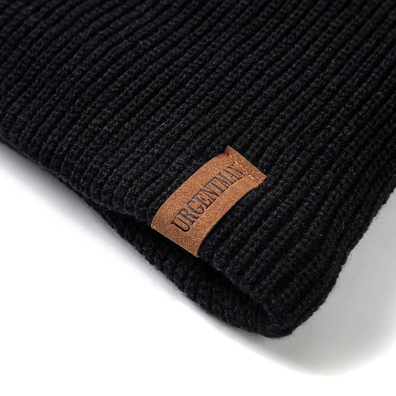 Hat Winter Hats For Men Women Keep Warm Knitted Hat Fashion Solid Ski Bonnet Cap Unisex Letter Beanie | TINMICo - TINMICO