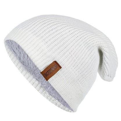 Hat Winter Hats For Men Women Keep Warm Knitted Hat Fashion Solid Ski Bonnet Cap Unisex Letter Beanie | TINMICo - TINMICO
