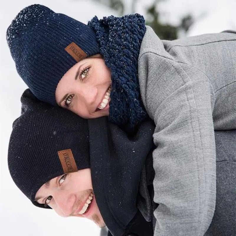Hat Winter Hats For Men Women Keep Warm Knitted Hat Fashion Solid Ski Bonnet Cap Unisex Letter Beanie | TINMICo - TINMICO