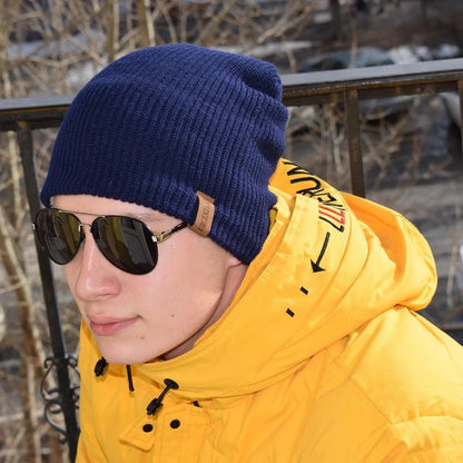 Hat Winter Hats For Men Women Keep Warm Knitted Hat Fashion Solid Ski Bonnet Cap Unisex Letter Beanie | TINMICo - TINMICO