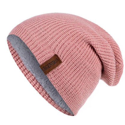 Hat Winter Hats For Men Women Keep Warm Knitted Hat Fashion Solid Ski Bonnet Cap Unisex Letter Beanie | TINMICo - TINMICO