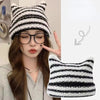 Hat Women Winter Streetwear Harajuku Beanie Little Devil Striped Knitted Cute Cat Ears Cap | TINMICO - TINMICO