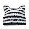 Hat Women Winter Streetwear Harajuku Beanie Little Devil Striped Knitted Cute Cat Ears Cap | TINMICO - TINMICO
