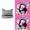 Hat Women Winter Streetwear Harajuku Beanie Little Devil Striped Knitted Cute Cat Ears Cap | TINMICO - TINMICO