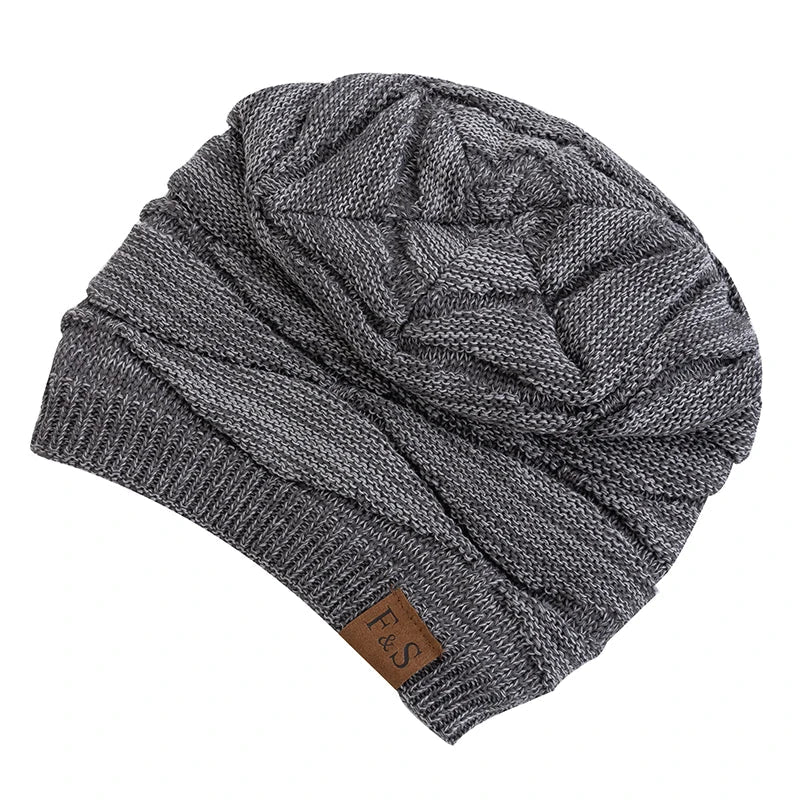Hats Warm Fleece Lined Beanie Cap Men Women Casual Label Decor Winter Mixed Color Knitted Hats,Unisex Slouchy Winter | TINMICO - TINMICO