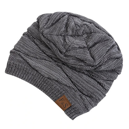 Hats Warm Fleece Lined Beanie Cap Men Women Casual Label Decor Winter Mixed Color Knitted Hats,Unisex Slouchy Winter | TINMICO - TINMICO