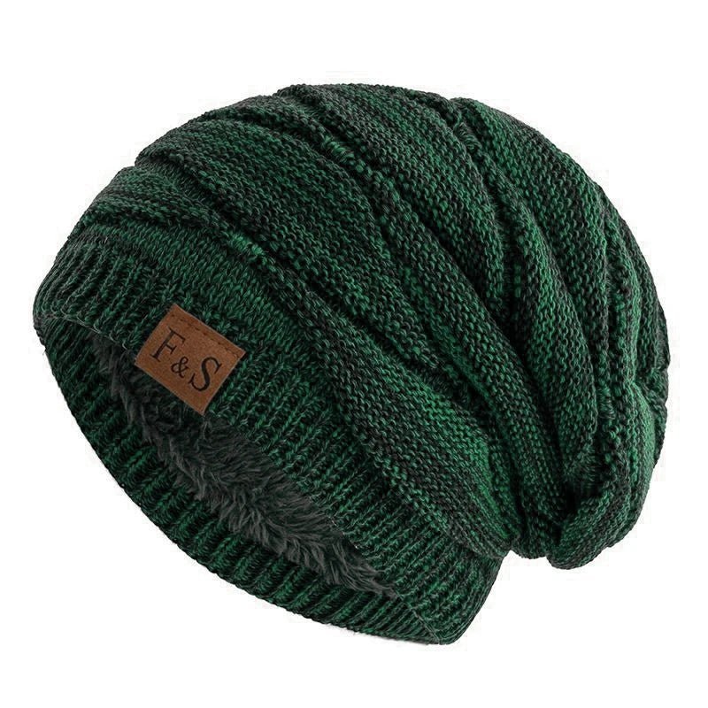 Hats Warm Fleece Lined Beanie Cap Men Women Casual Label Decor Winter Mixed Color Knitted Hats,Unisex Slouchy Winter | TINMICO - TINMICO