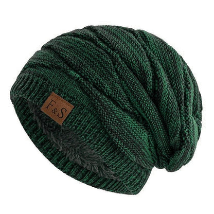Hats Warm Fleece Lined Beanie Cap Men Women Casual Label Decor Winter Mixed Color Knitted Hats,Unisex Slouchy Winter | TINMICO - TINMICO