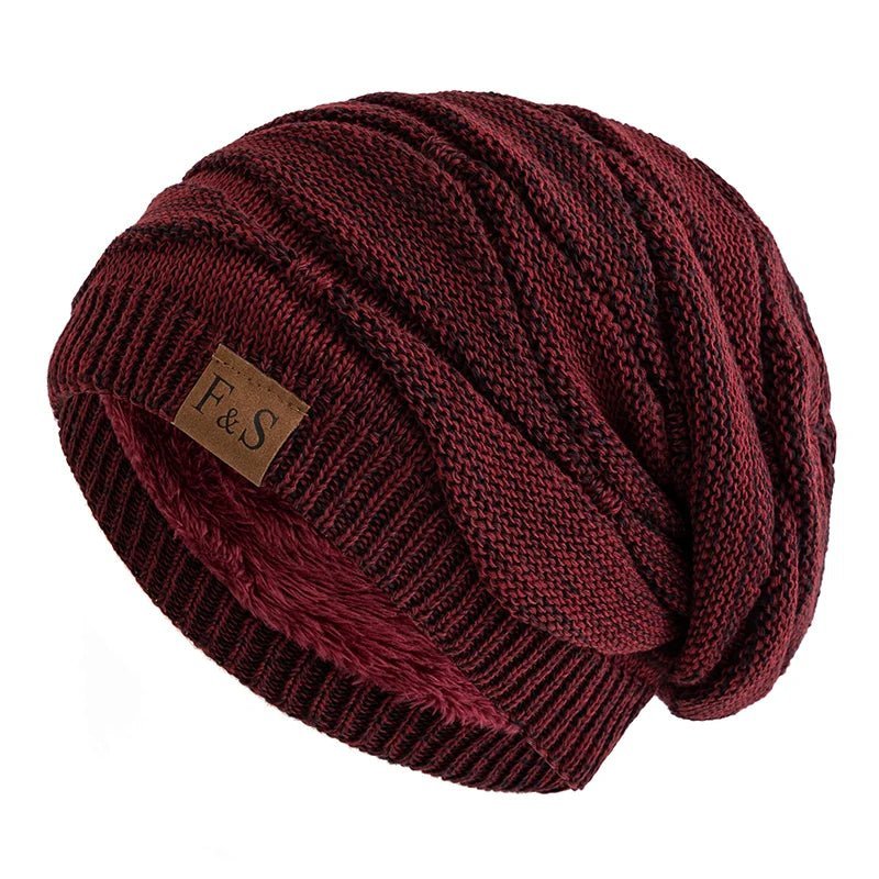 Hats Warm Fleece Lined Beanie Cap Men Women Casual Label Decor Winter Mixed Color Knitted Hats,Unisex Slouchy Winter | TINMICO - TINMICO