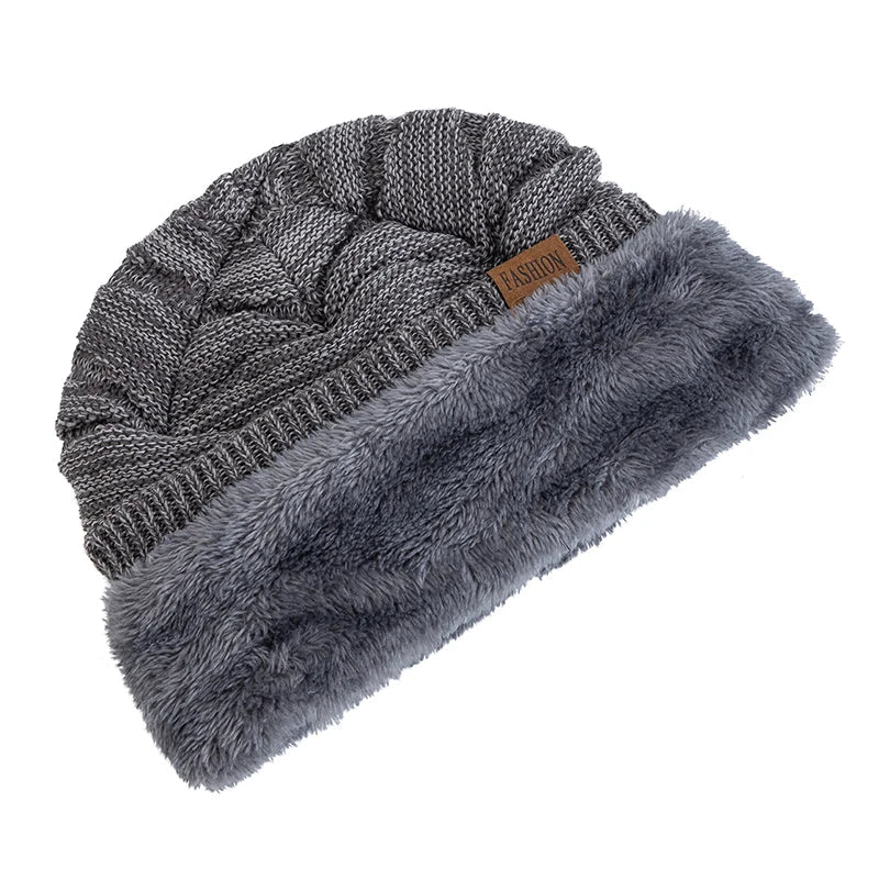 Hats Warm Fleece Lined Beanie Cap Men Women Casual Label Decor Winter Mixed Color Knitted Hats,Unisex Slouchy Winter | TINMICO - TINMICO