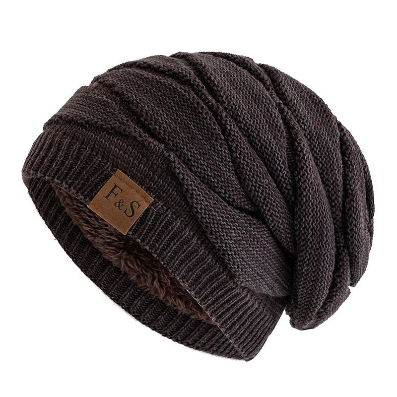 Hats Warm Fleece Lined Beanie Cap Men Women Casual Label Decor Winter Mixed Color Knitted Hats,Unisex Slouchy Winter | TINMICO - TINMICO