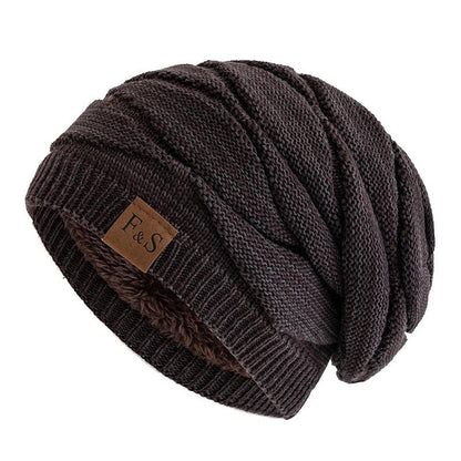 Hats Warm Fleece Lined Beanie Cap Men Women Casual Label Decor Winter Mixed Color Knitted Hats,Unisex Slouchy Winter | TINMICO - TINMICO