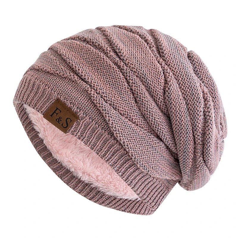 Hats Warm Fleece Lined Beanie Cap Men Women Casual Label Decor Winter Mixed Color Knitted Hats,Unisex Slouchy Winter | TINMICO - TINMICO