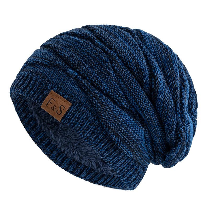 Hats Warm Fleece Lined Beanie Cap Men Women Casual Label Decor Winter Mixed Color Knitted Hats,Unisex Slouchy Winter | TINMICO - TINMICO